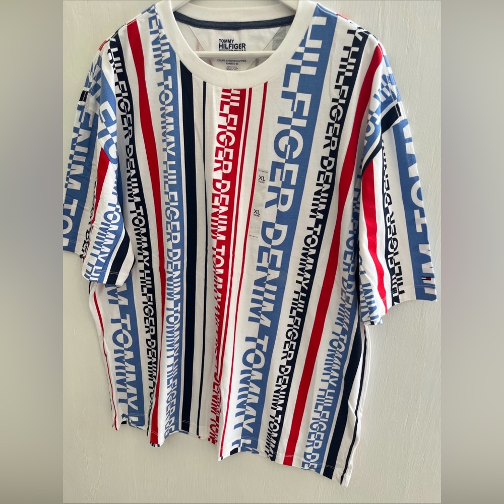 TOMMY HILFIGER 90's Oversized Fit Name Logo Graphic T Shirt Tee Size XL NEW NWOT - Picture 2 of 5